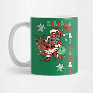 Merry Christmas Santa & Reindeer Mug